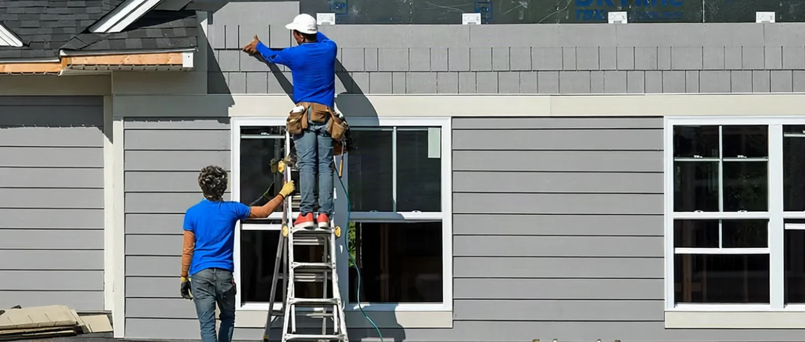 Siding contractor on a job site in Aurora, IL